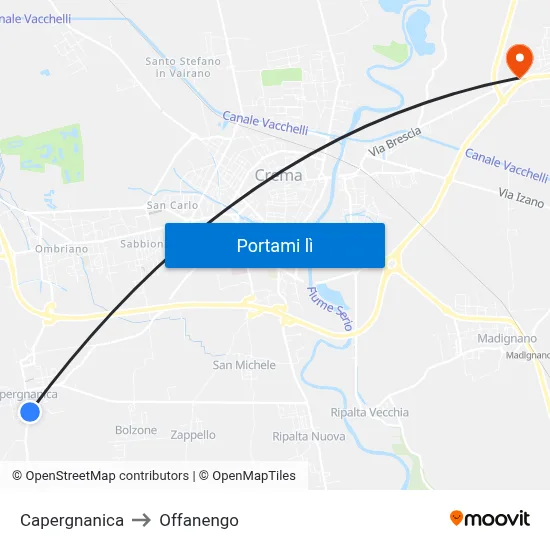 Capergnanica to Offanengo map