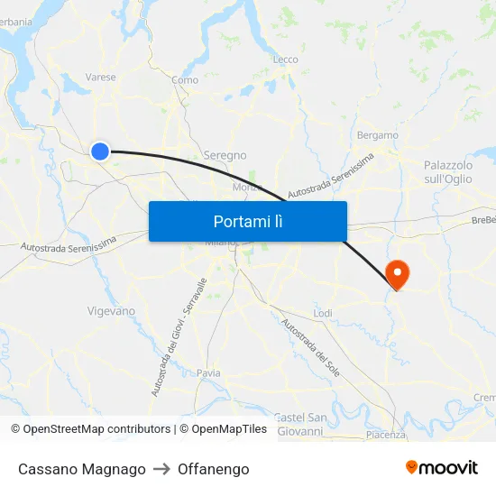 Cassano Magnago to Offanengo map