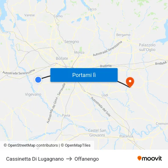 Cassinetta Di Lugagnano to Offanengo map