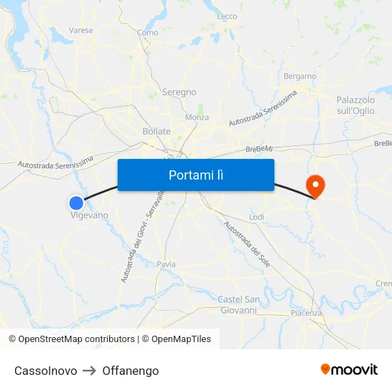 Cassolnovo to Offanengo map