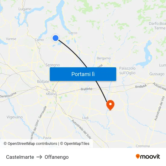 Castelmarte to Offanengo map