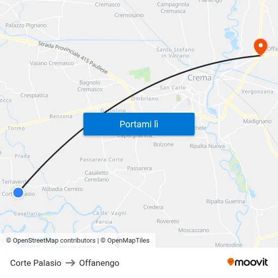 Corte Palasio to Offanengo map
