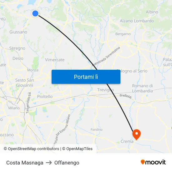 Costa Masnaga to Offanengo map