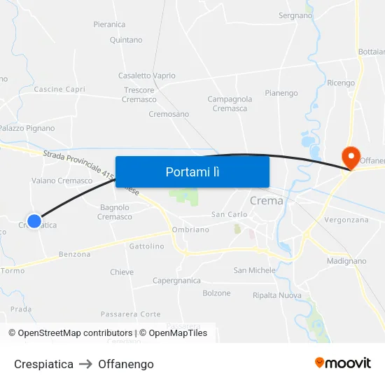 Crespiatica to Offanengo map