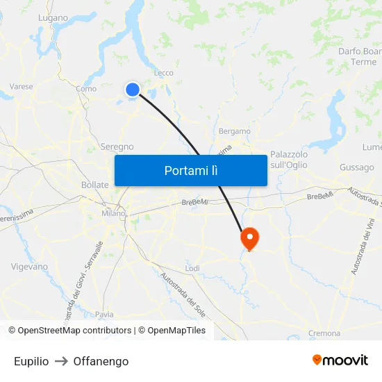 Eupilio to Offanengo map