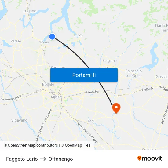Faggeto Lario to Offanengo map