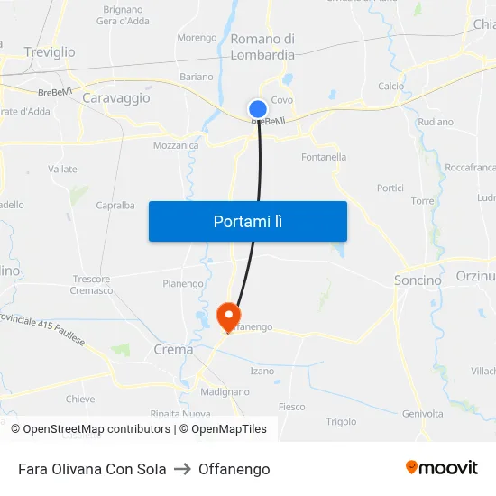 Fara Olivana Con Sola to Offanengo map