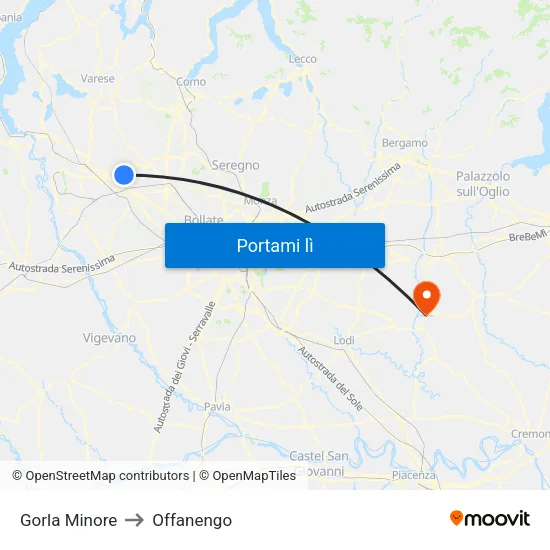 Gorla Minore to Offanengo map