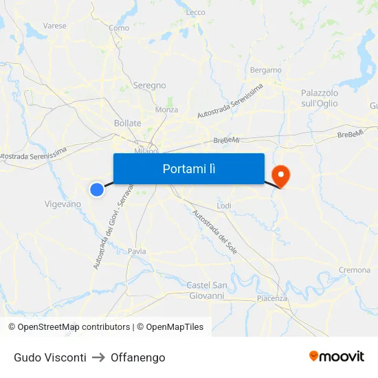 Gudo Visconti to Offanengo map