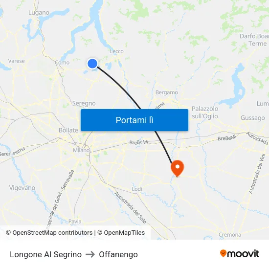 Longone Al Segrino to Offanengo map