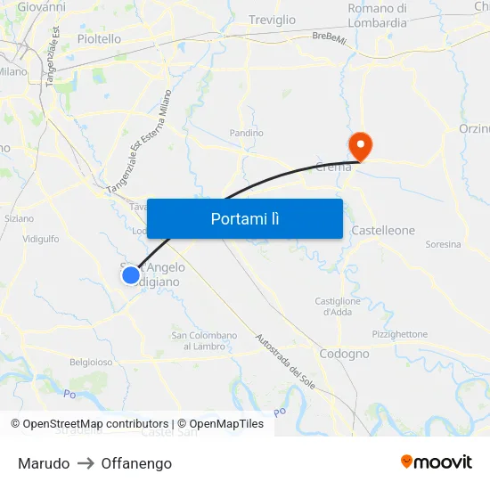 Marudo to Offanengo map