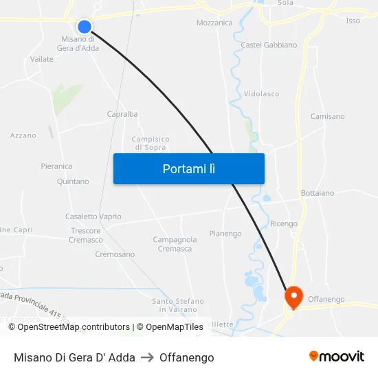 Misano Di Gera D' Adda to Offanengo map