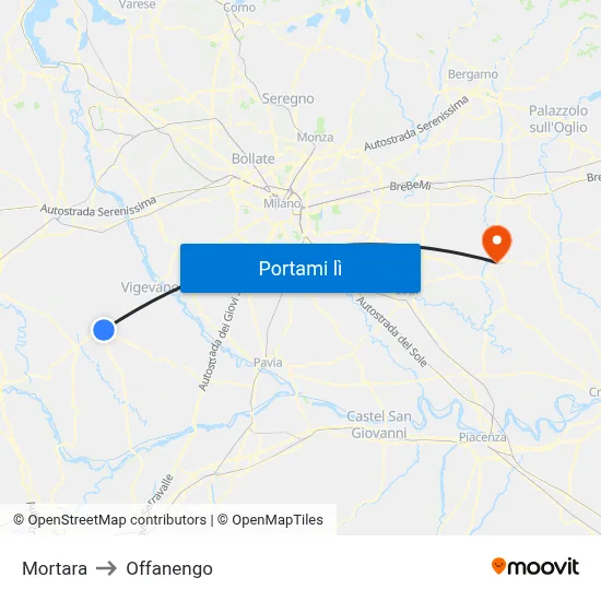 Mortara to Offanengo map