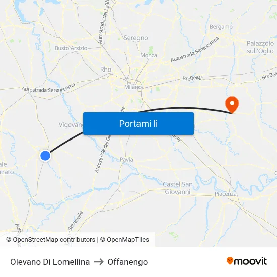 Olevano Di Lomellina to Offanengo map