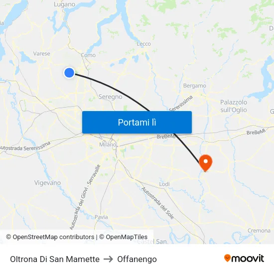 Oltrona Di San Mamette to Offanengo map