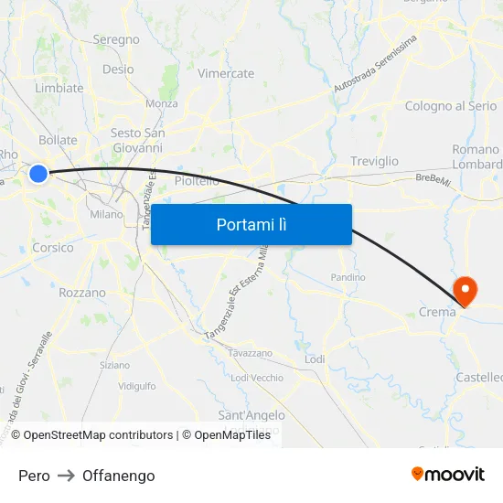 Pero to Offanengo map