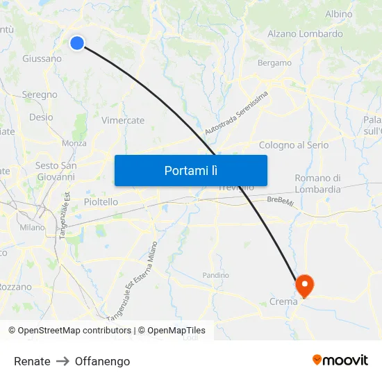 Renate to Offanengo map