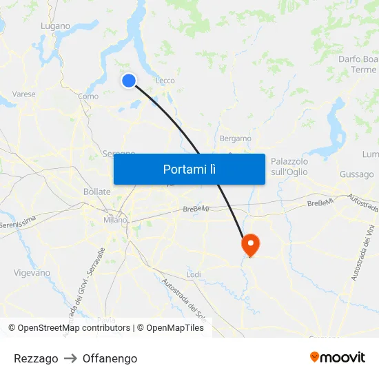 Rezzago to Offanengo map