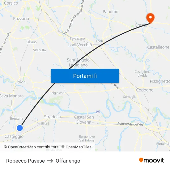 Robecco Pavese to Offanengo map