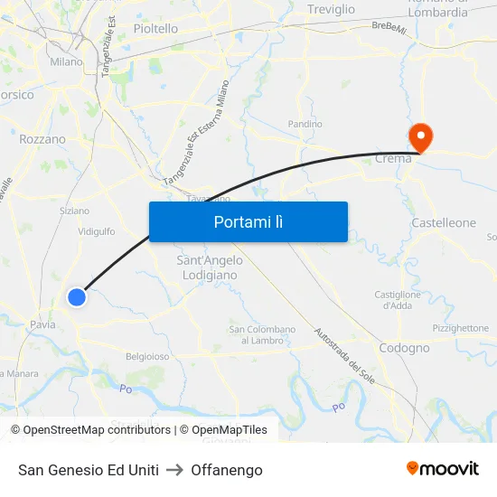 San Genesio Ed Uniti to Offanengo map