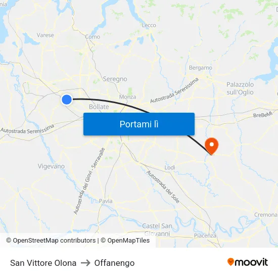 San Vittore Olona to Offanengo map