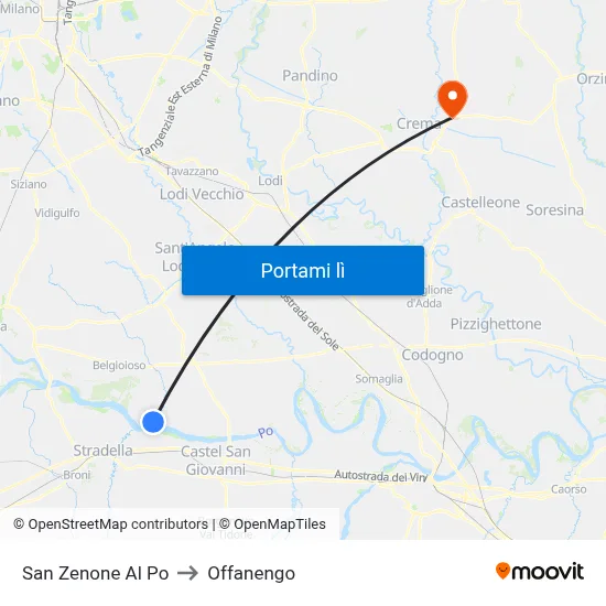 San Zenone Al Po to Offanengo map