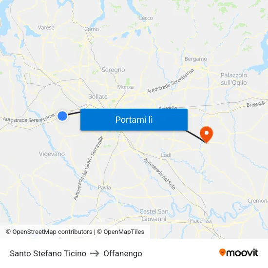 Santo Stefano Ticino to Offanengo map