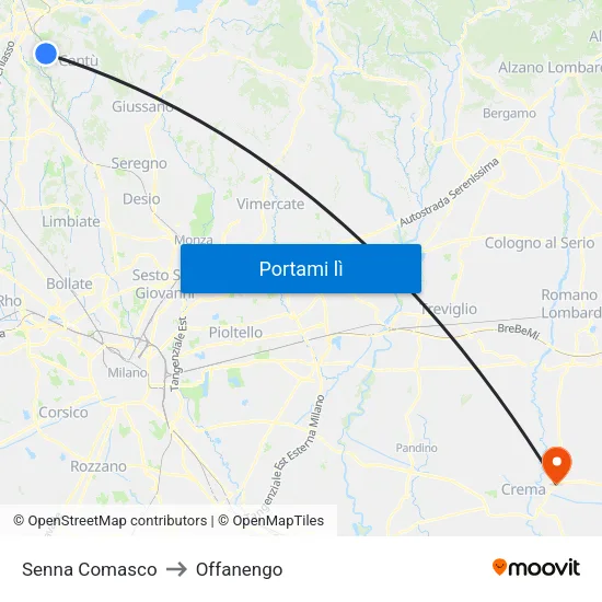 Senna Comasco to Offanengo map