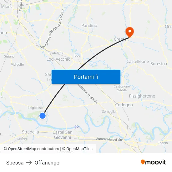 Spessa to Offanengo map
