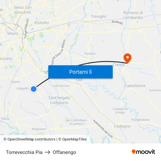 Torrevecchia Pia to Offanengo map