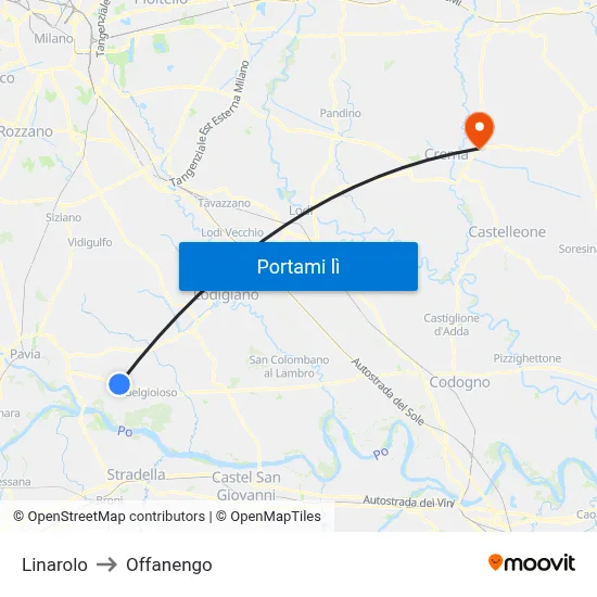 Linarolo to Offanengo map
