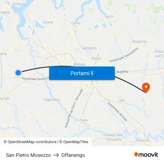 San Pietro Mosezzo to Offanengo map