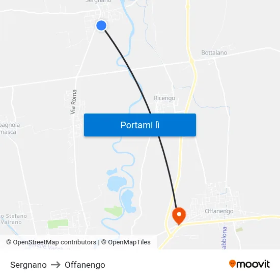 Sergnano to Offanengo map