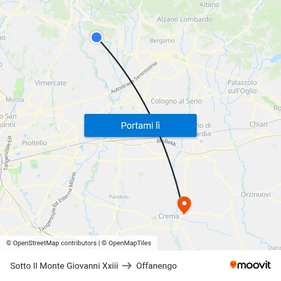 Sotto Il Monte Giovanni Xxiii to Offanengo map