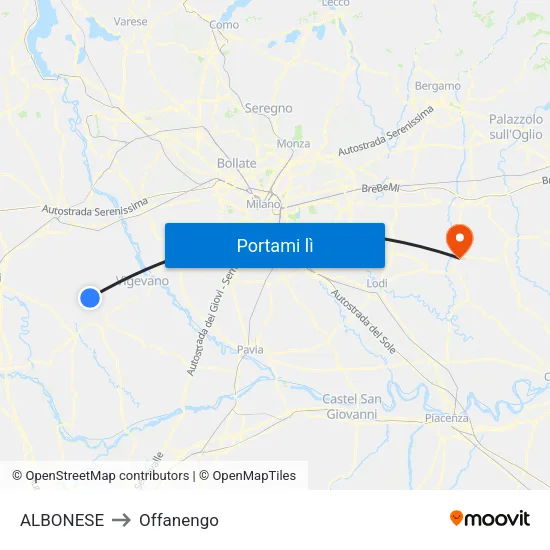 ALBONESE to Offanengo map