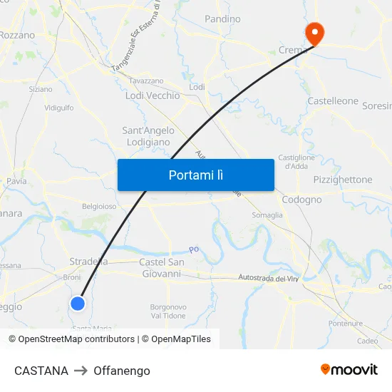 CASTANA to Offanengo map