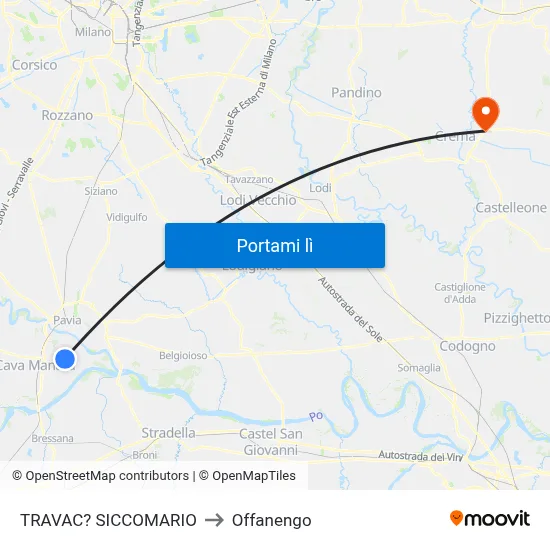 TRAVAC? SICCOMARIO to Offanengo map
