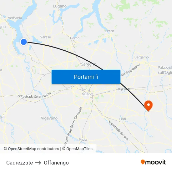 Cadrezzate to Offanengo map