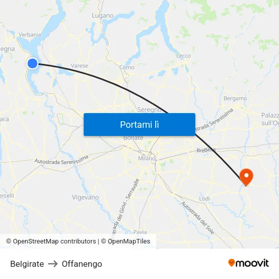 Belgirate to Offanengo map