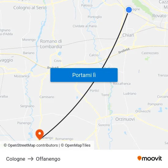 Cologne to Offanengo map