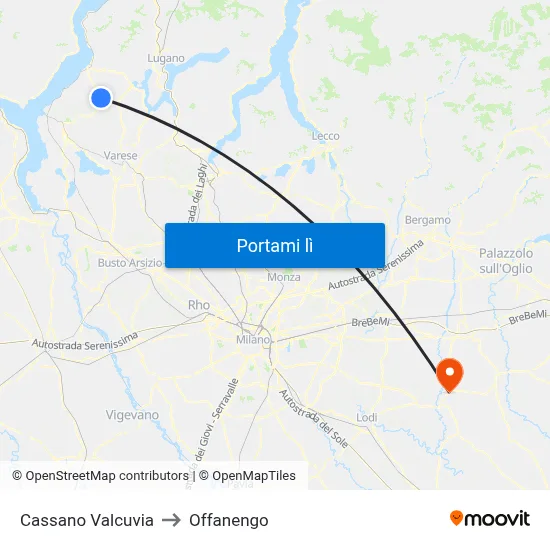 Cassano Valcuvia to Offanengo map