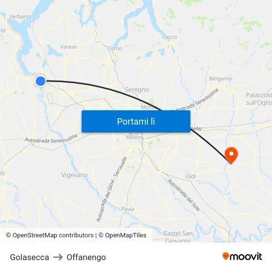 Golasecca to Offanengo map