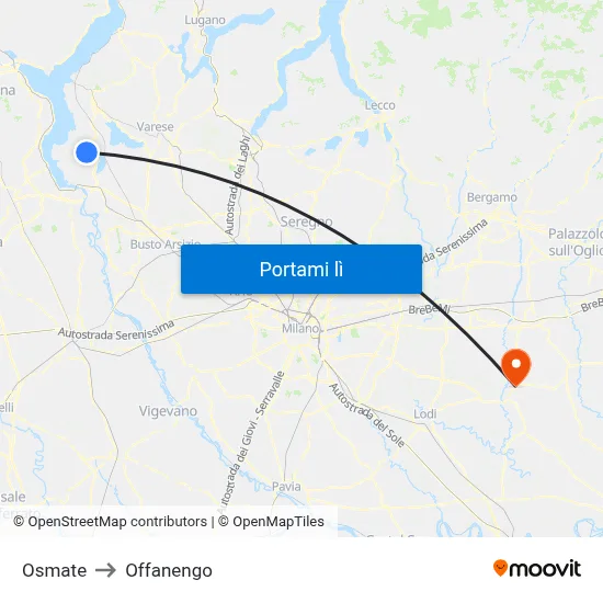 Osmate to Offanengo map