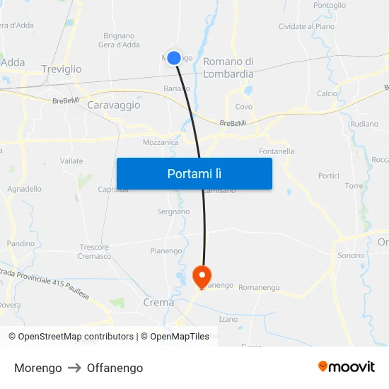 Morengo to Offanengo map