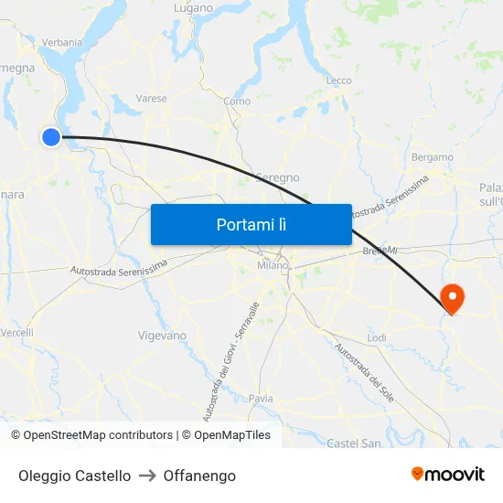 Oleggio Castello to Offanengo map