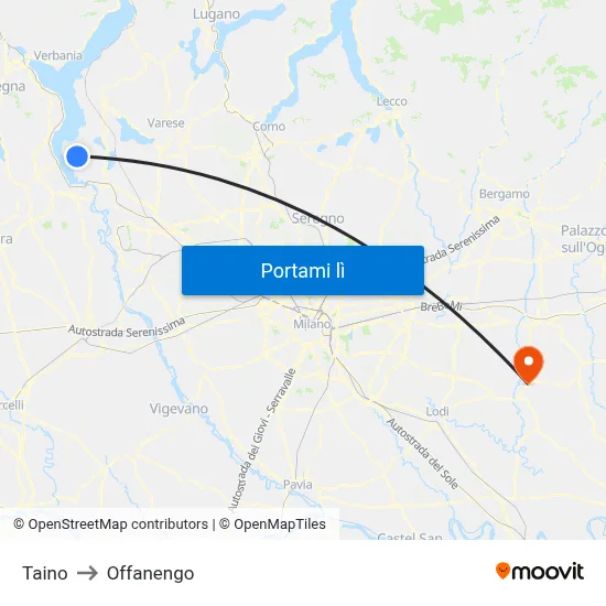 Taino to Offanengo map