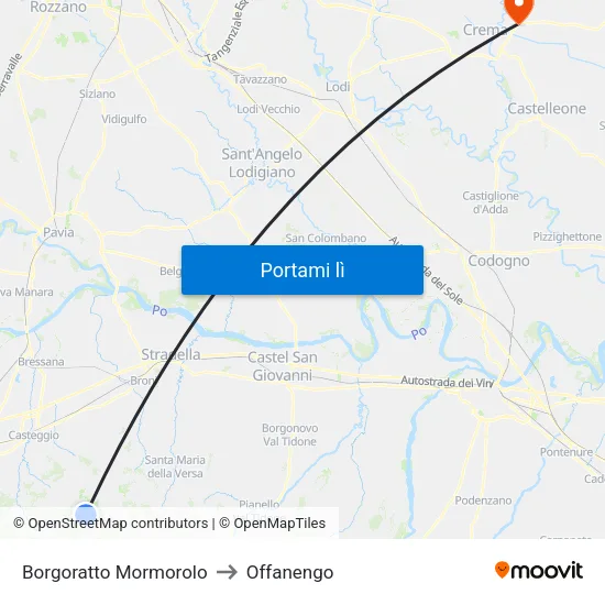 Borgoratto Mormorolo to Offanengo map