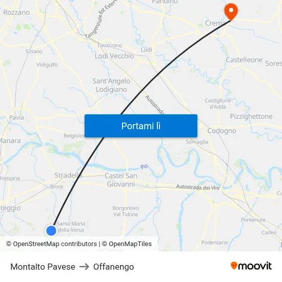 Montalto Pavese to Offanengo map