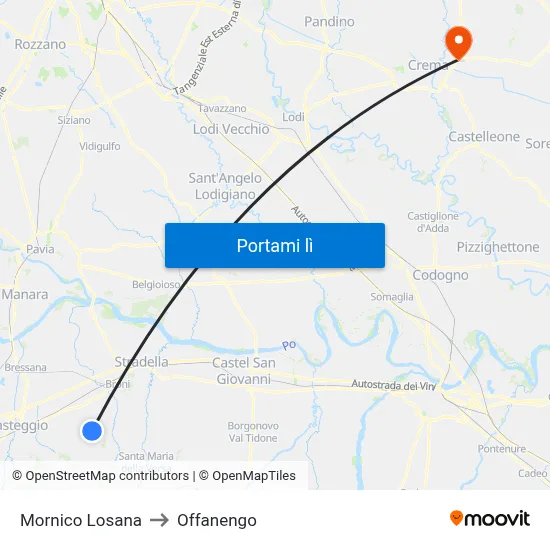 Mornico Losana to Offanengo map