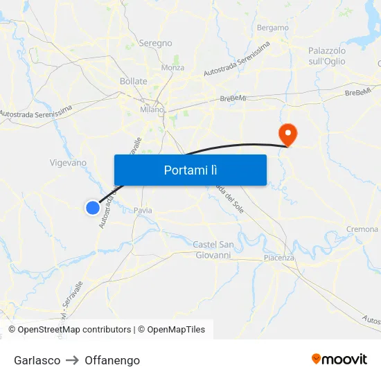 Garlasco to Offanengo map